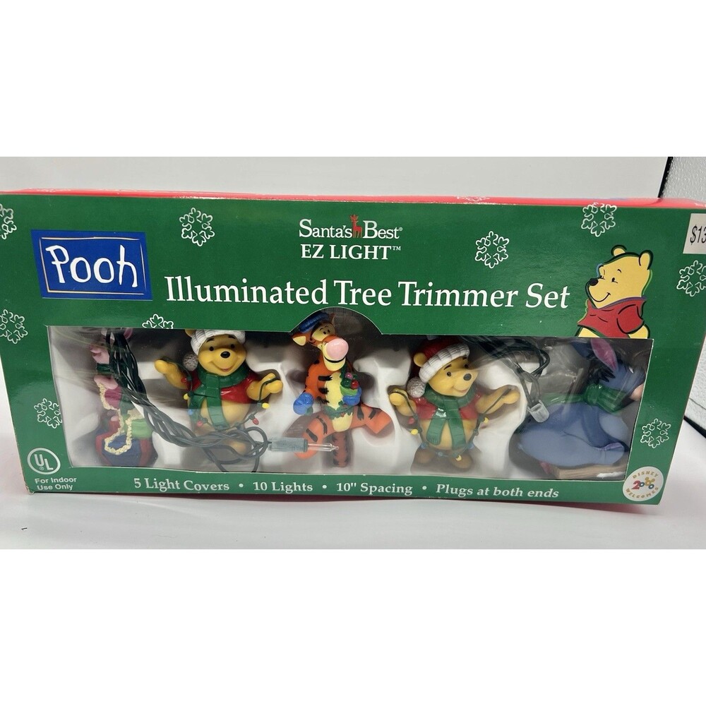 Y2K 1998 Disney PoohTree Trimming Set 10 Light String Friends Tigger Piglet New